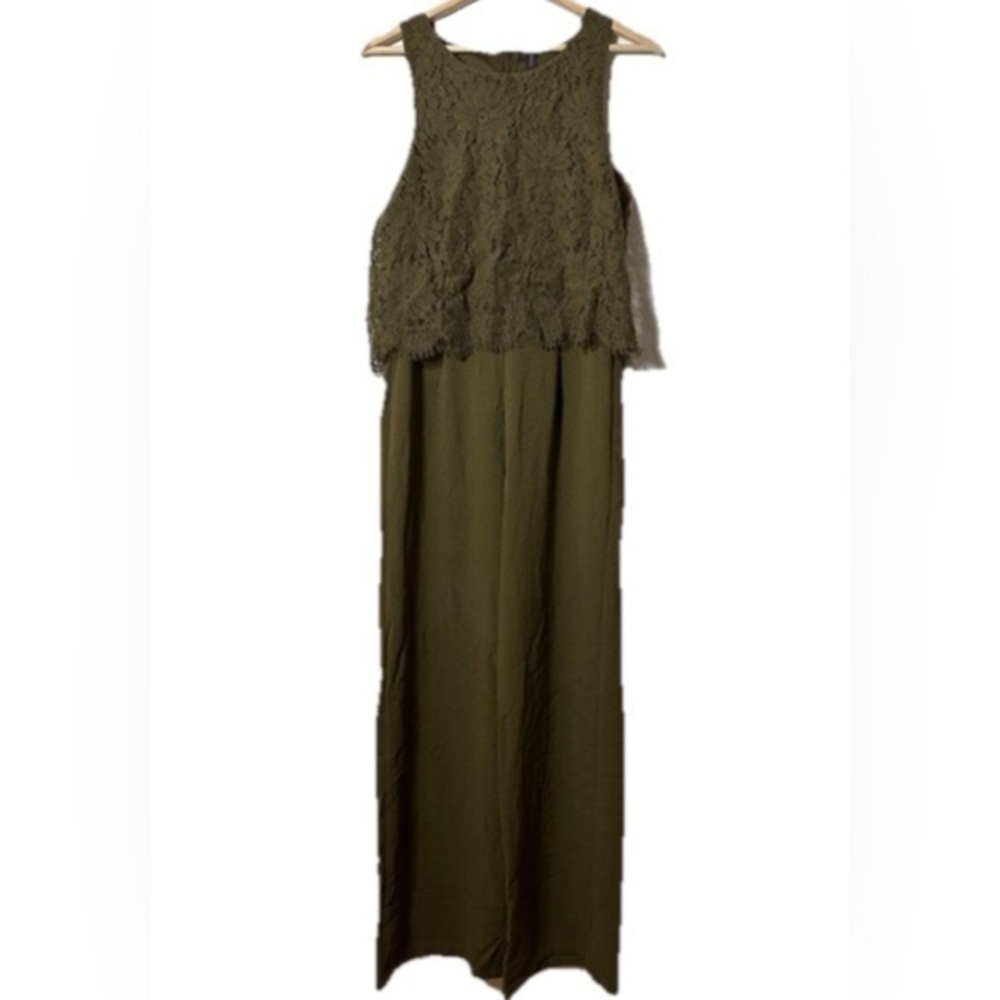 Y.A.S Olive Green Floral Lace Pant Jumpsuit Sz. M NWT!
